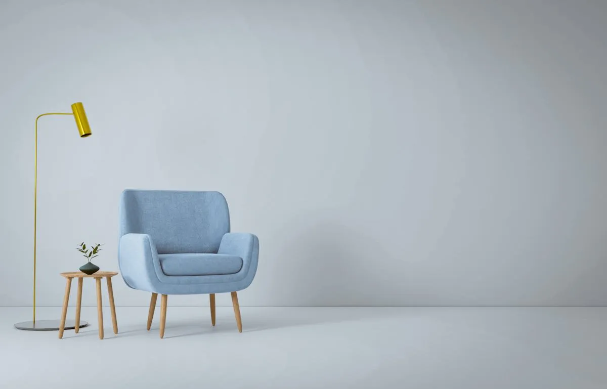 Minimal blue accent armchair